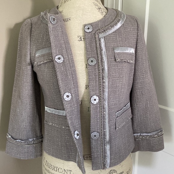 Halogen silver tweed cropped blazer size small - Picture 4 of 5